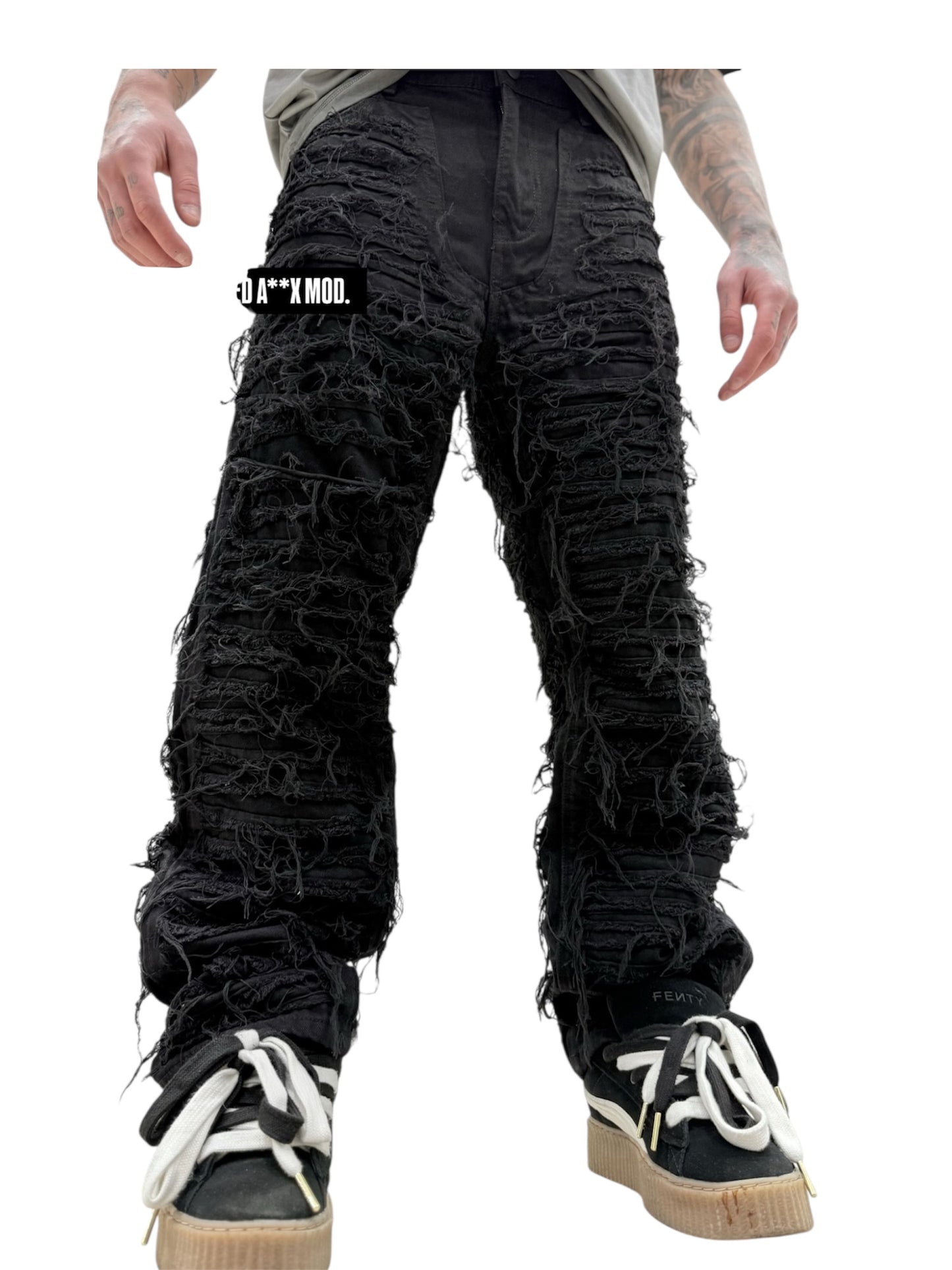 JEANS UOMO STRAPPATO NERO