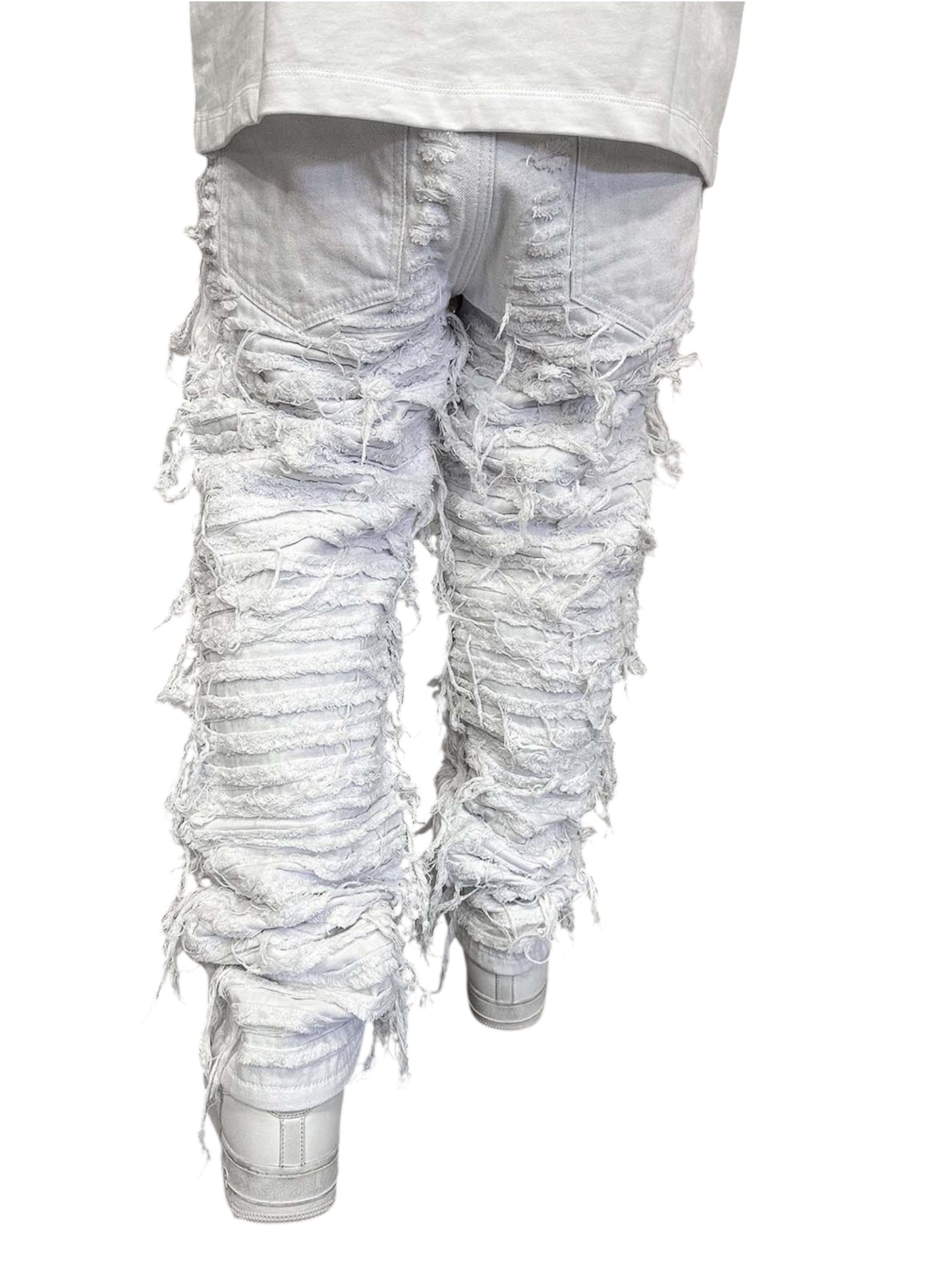 JEANS UOMO STRAPPATO BIANCO