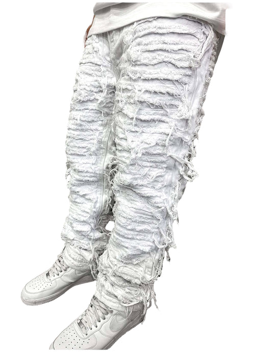 JEANS UOMO STRAPPATO BIANCO
