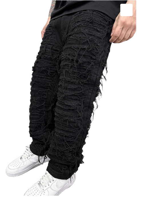 JEANS UOMO STRAPPATO NERO